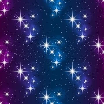 Night sky with stars, seamless pattern. Modern style for wallpaper, wrapping Illustrazione stock