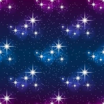 Night sky with stars, seamless pattern. Modern style for wallpaper, wrapping Stock Illustration