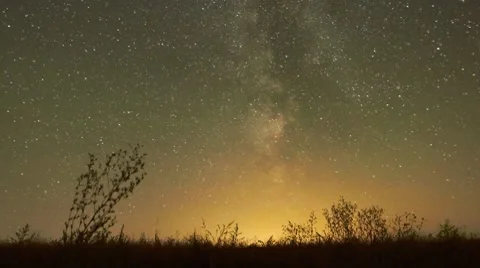 Night sky of stars time-lapse - Milky Way and glow Stock Footage 8570795
