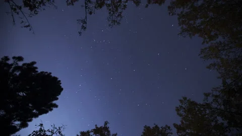 Night sky time-lapse 4K. Bright Moon and Milky way stars in night sky. Astronomy Stock-Footage 147064678