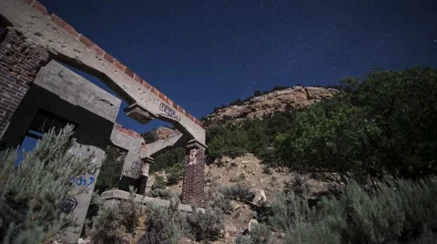 Night Sky Time Lapse - Ghost Town 03 Stock Footage 52188252