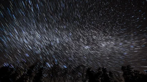 Night sky time-lapse with startrils. 4k timelapse 스톡 동영상 88454279