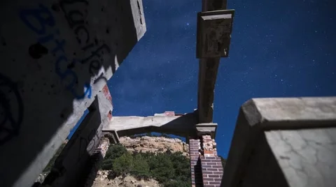 Night Sky Time Lapse - Utah Ghost Town 02 Stock Footage 52188285