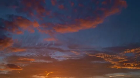 Night Sky timelapse. Moving clouds and sunset. Clouds float through the evening Stock Footage 321278238