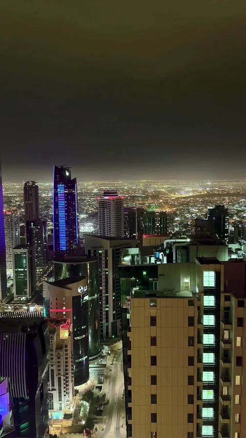 Night skyline of Doha, Qatar - 06 January 2026 Stock Footage 325903979