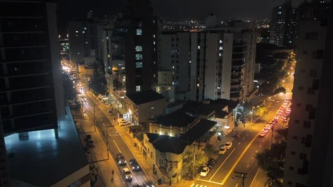 Night skyline view of Florianópolis Timelapse 2K Stock Footage 90142466