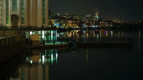 Night Sleeping City. Time Lapse Stock Footage 34265239
