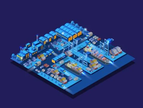 The night smart city 3D future neon ultraviolet Stock-Illustration