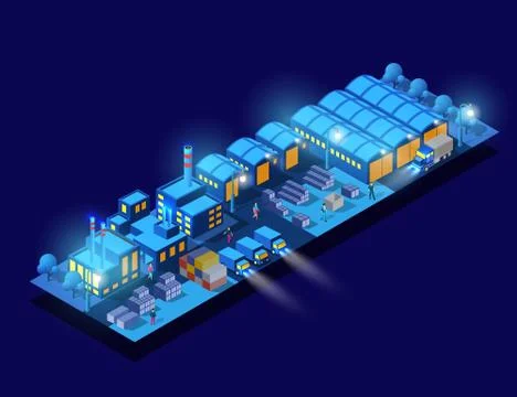 The night smart city 3D future neon ultraviolet 스톡 일러스트