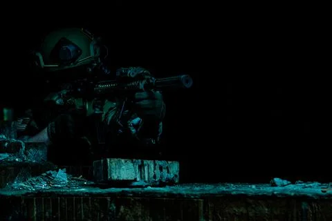 Night sniper in the darkness Stock Photos