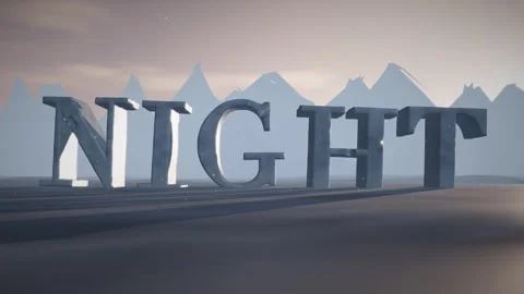 Night Snow Capped Ice Letters on a Frozen Glacier Plain in Cold Polar Light 스톡 동영상 342220984