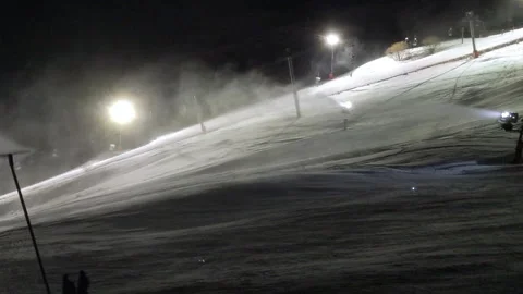 Night Snow Making Stock Footage 229418531