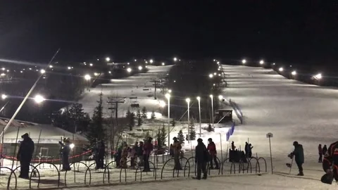 Night Snow Skiing Stock Footage 170274558
