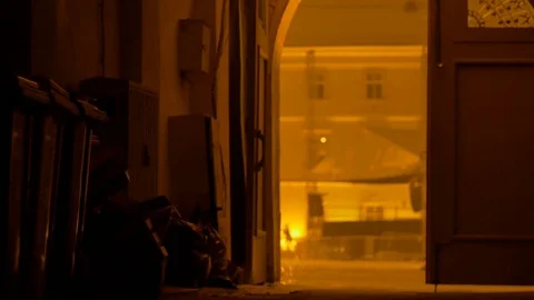 Night Snow Yard Gate Stock Footage 71224730