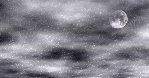 Night snowfall under the moon. Stock Footage 143005276