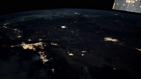 Night Space View From The International Space Station Orbiting Earth Stock Footage 171642735