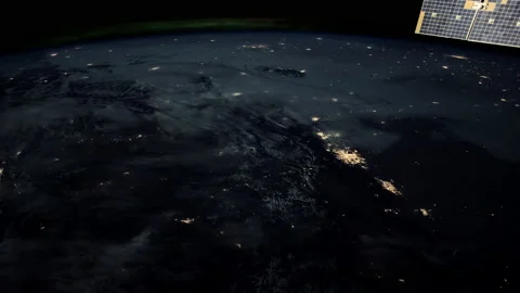 Night Space View From The International Space Station Orbiting Earth Stock Footage 171642789
