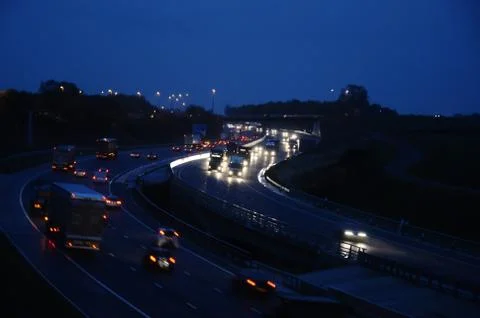 Night Speeding Traffic Stock Photos
