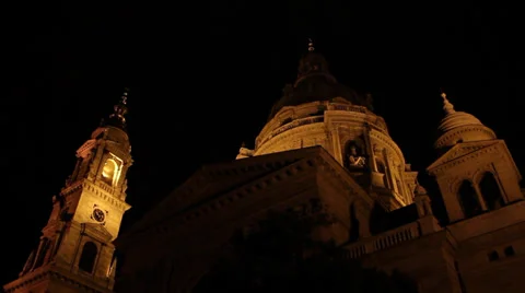 NIGHT ST. ISHTVAN, BUDAPEST. MEDIUMSHOT. LOW ANGLE Stock Footage 39385958
