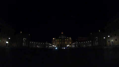 Night in st peter square during lockdown for covid-19 vatican 스톡 동영상 128109793