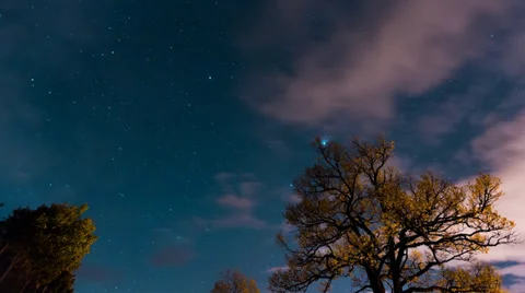 Night star timelapse with moving clouds Stock Footage 38145530