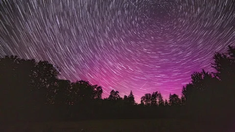Night star-trail time lapse with northern lights. Stock Footage 281825614