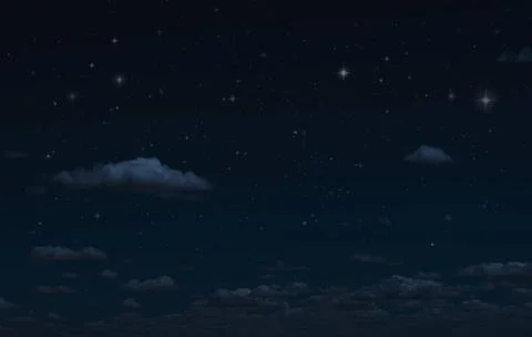 Night starry sky and clouds. Moonlight dark background and stars in the sk... Stock Photos