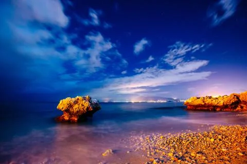 Night starry sky. Cloudy Stock Photos