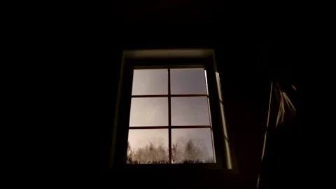 Night starry sky getting covered by dense cloud layer, home window time Video stock 170679787