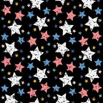 Night starry sky seamless pattern, star on dark background for design Stock Illustration