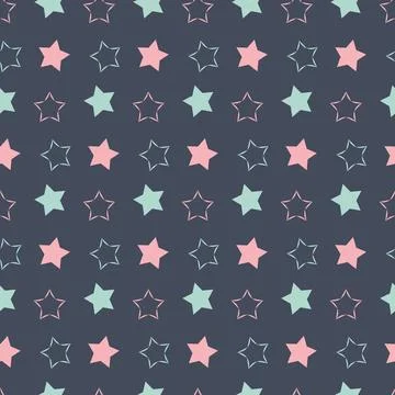 Night starry sky seamless pattern, star on dark background for design eps vec Stock Illustration