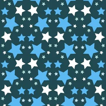 Night starry sky seamless pattern, star on dark background Stock Illustration