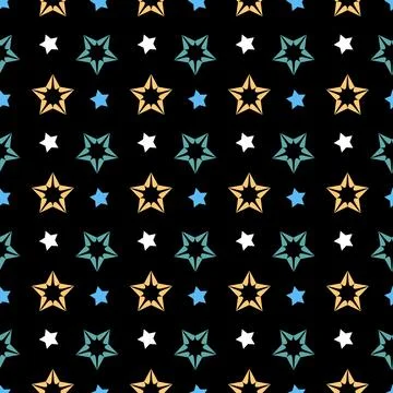 Night starry sky seamless pattern, star on dark background Stock Illustration