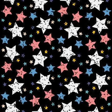 Night starry sky seamless pattern, star on dark background for design Stock Illustration