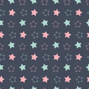 Night starry sky seamless pattern, star on dark background for design Stock Illustration