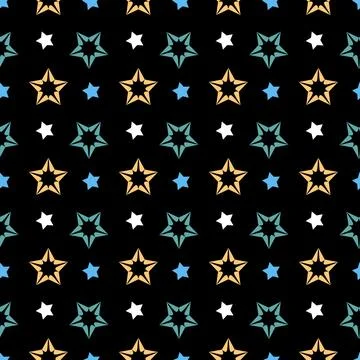 Night starry sky seamless pattern, star on dark background Illustrazione stock