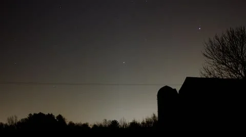 Night Stars with Barn Stock Footage 11629581