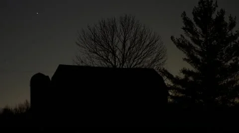 Night Stars with Barn Stock Footage 11629923