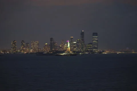Night Statue of Liberty Hyperlapse Pan Stock Footage 172546529