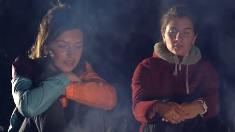 Night stories by the fire. Stock Footage 77764076