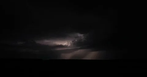 Night storm, lightning flashes in the clouds, timelapse Stock Footage 92128019