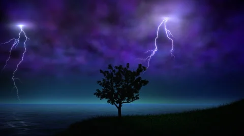 Night storm with lightning loop Stock Footage 47709787