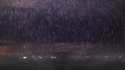 Night Storm Lightning Over Rainy City Stock Footage 325329032