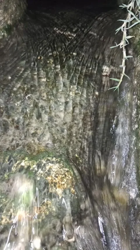 Night stream water flowing between stones with natural sound 스톡 동영상 340900148