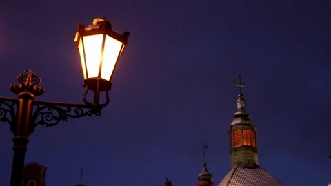 Night street lamp, lantern Stock Footage 71483786