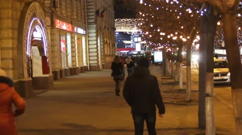 Night street in light Video stock 45423415