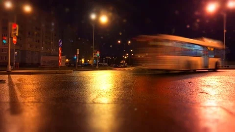 Night street - Timelapse Stock Footage 119962281