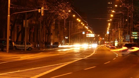 Night street timelpase Video stock 99743271
