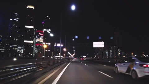 Night Street View Driver Timelapse Stock Footage 154769532