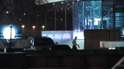 Night streets of Dnepropetrovsk. Stock Footage 1086189